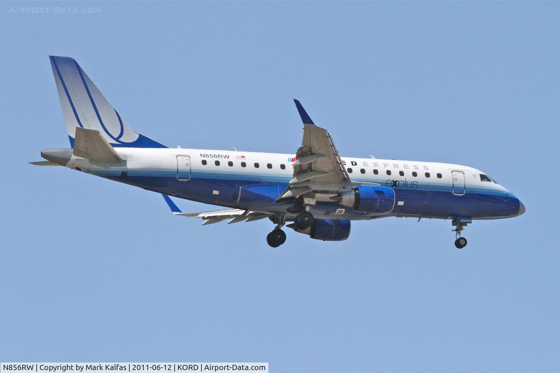 N856RW, 2005 Embraer 170SE (ERJ-170-100SE) C/N 17000078, Shuttle America/United Express Embraer ERJ 170-100 SE, TCF3453 arriving from KLGA, RWY 10 approach KORD.