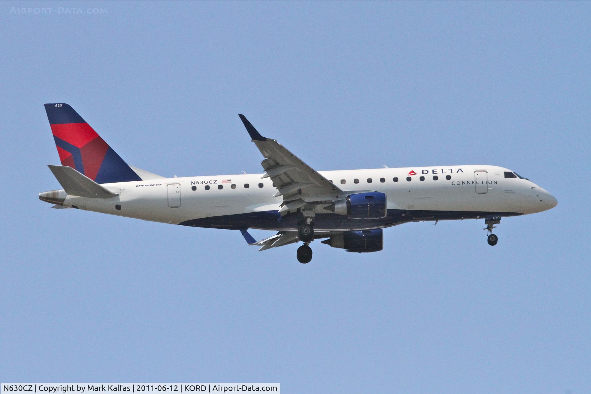 N630CZ, 2008 Embraer 175LR (ERJ-170-200LR) C/N 17000238, Compass Airlines/Delta Connection Embraer ERJ 170-200 LR, CPZ5697 arriving from KMSP, RWY 10 approach KORD.