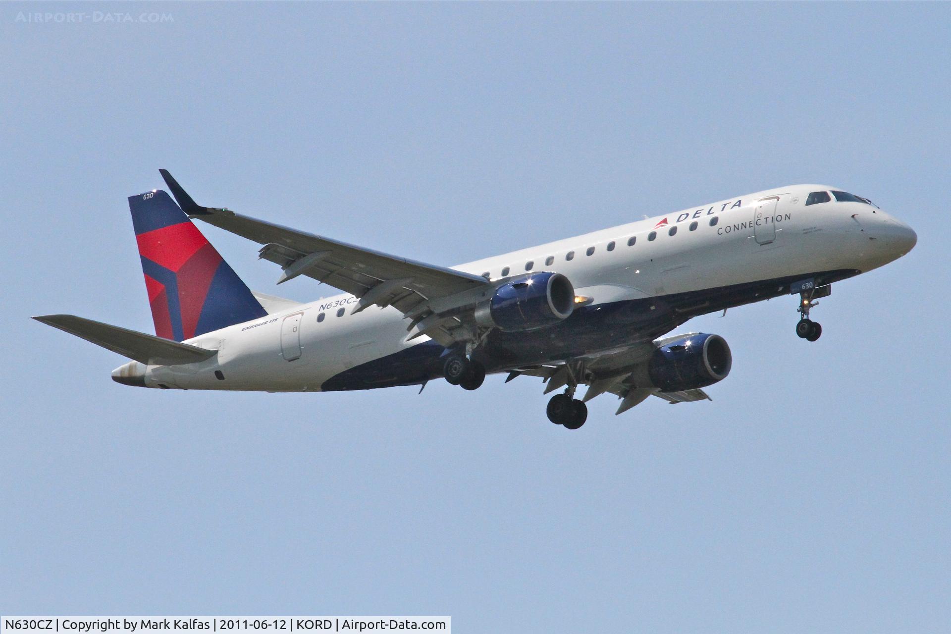 N630CZ, 2008 Embraer 175LR (ERJ-170-200LR) C/N 17000238, Compass Airlines/Delta Connection Embraer ERJ 170-200 LR, CPZ5697 arriving from KMSP, RWY 10 approach KORD.