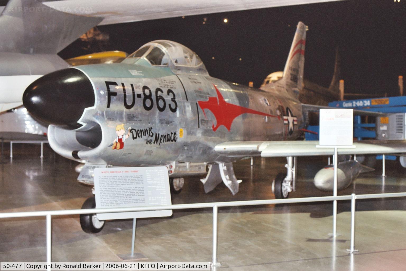 50-477, 1952 North American F-86D Sabre C/N 190-266, National Museum of the Air Force50-0477 painted as 52-3863