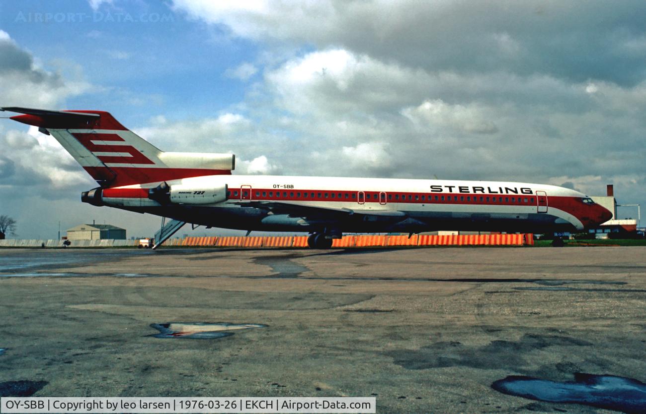 OY-SBB, 1973 Boeing 727-2J7 C/N 20707, OY-SBB on lsd. ex N553PS from PSA
in Copenhagen 26.3.76