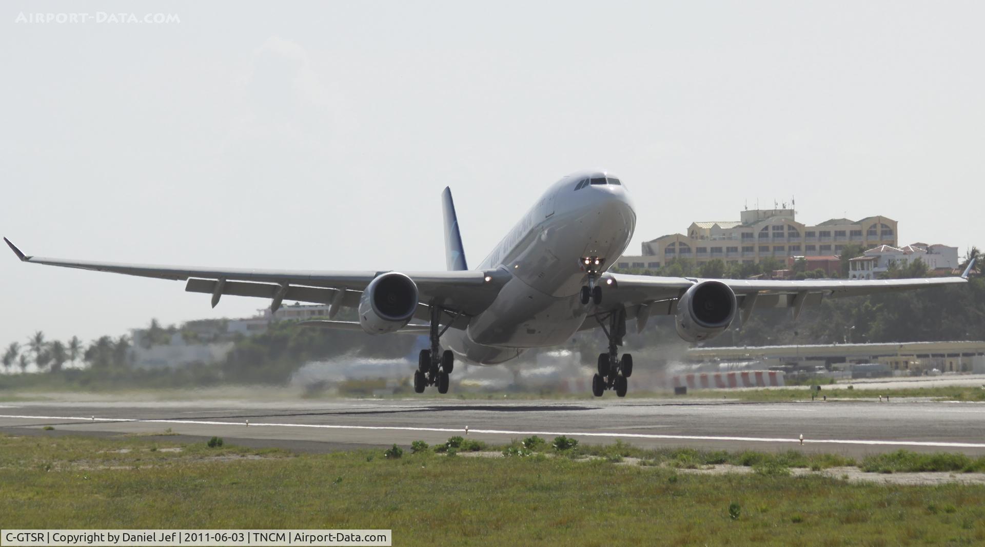 C-GTSR, 2008 Airbus A330-243 C/N 966, Air transat C-GTSR departing TNCM