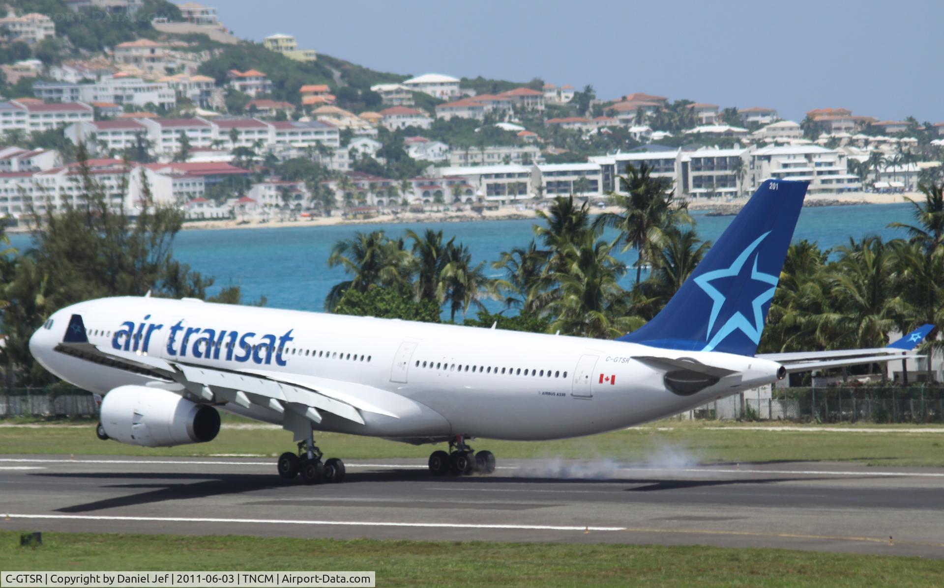 C-GTSR, 2008 Airbus A330-243 C/N 966, C-GSTR landing off center line at TNCM