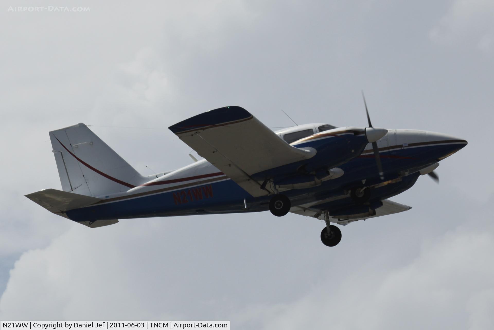 N21WW, 1975 Piper PA-23-250 C/N 27-7554066, N21WW departing TNCM