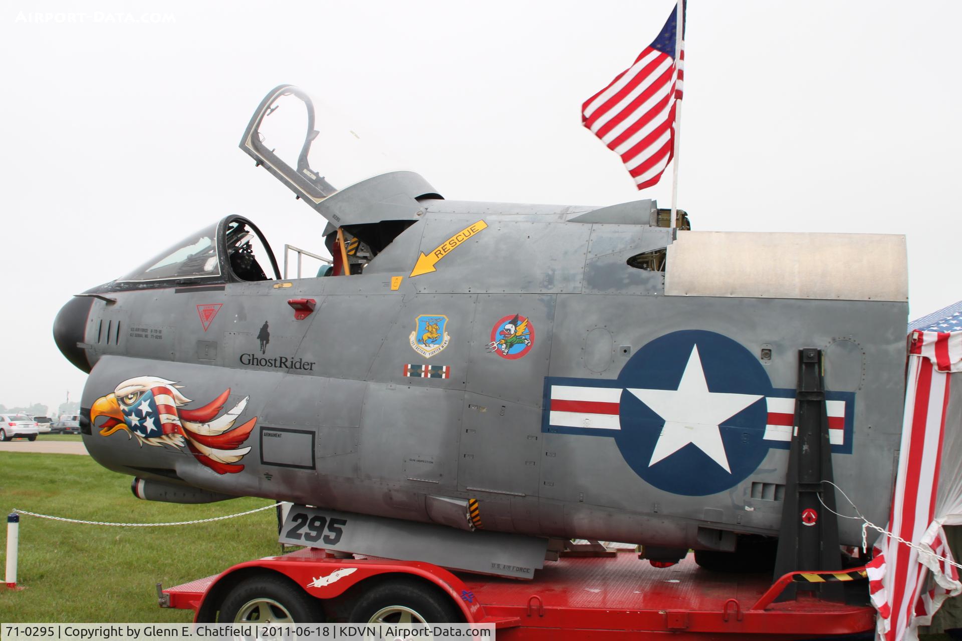 71-0295, 1971 LTV A-7D Corsair II C/N D-206, At the Quad Cities Air Show.  Pay to have a photo taken in the seat.  Plane was a combat vet in Vietnam and the Gulf War