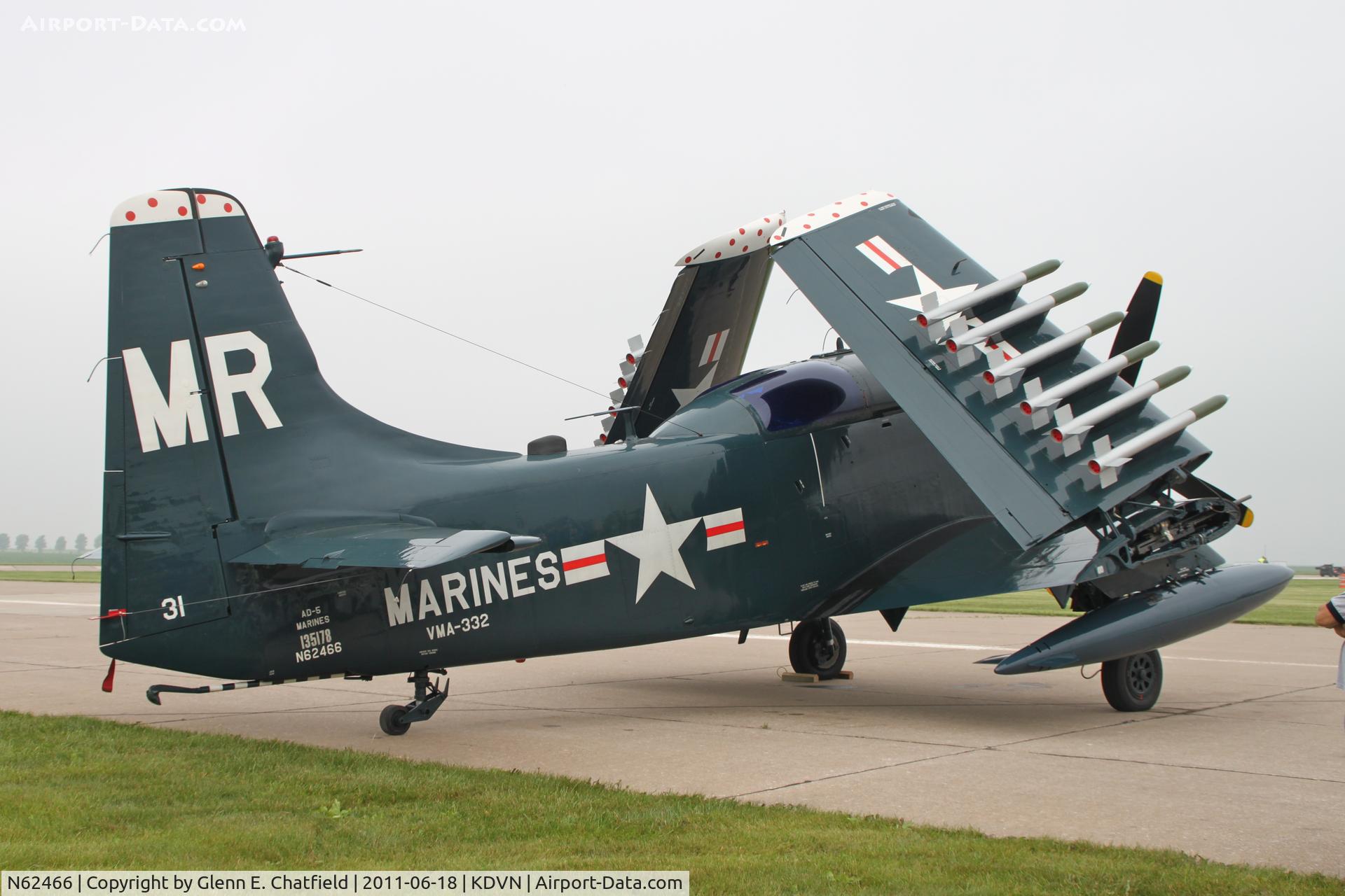N62466, 1955 Douglas EA-1E Skyraider C/N 10255 (135178), At the Quad Cities Air Show.  Alas, it did not fly.