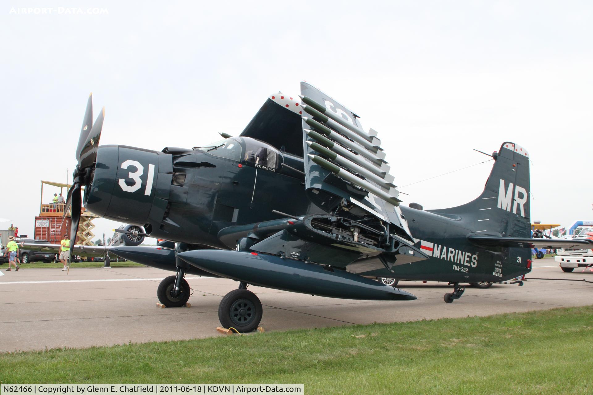 N62466, 1955 Douglas EA-1E Skyraider C/N 10255 (135178), At the Quad Cities Air Show.  Alas, it did not fly.