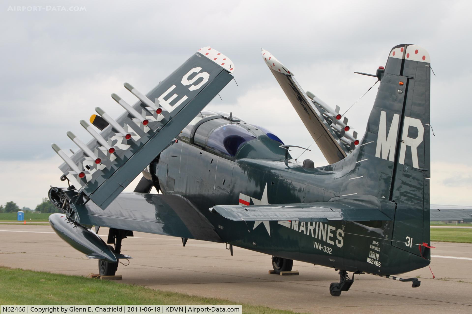 N62466, 1955 Douglas EA-1E Skyraider C/N 10255 (135178), At the Quad Cities Air Show.  Alas, it did not fly.