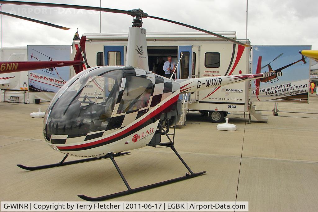 G-WINR, 1991 Robinson R22 Beta C/N 1709, 1991 Robinson Helicopter Co Inc ROBINSON R22 BETA, c/n: 1709 exhibited at 2011 AeroExpo at Sywell