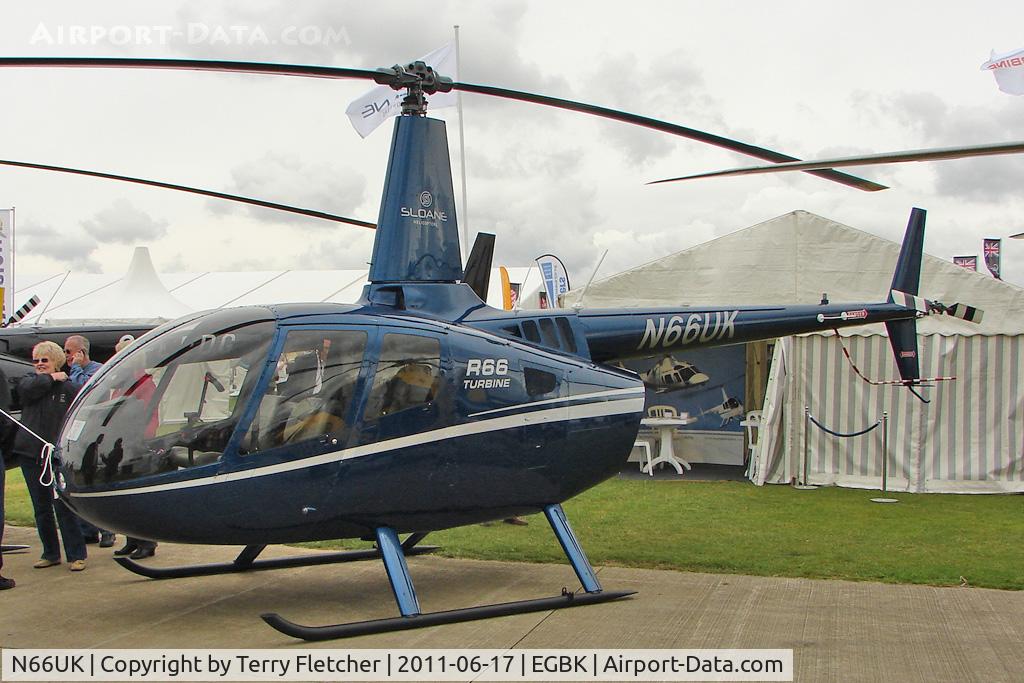 N66UK, 2011 Robinson R66 Turbine C/N 0017, Robinson Helicopter Co R66, c/n: 0017 exhibited at 2011 Aero Expo at Sywell