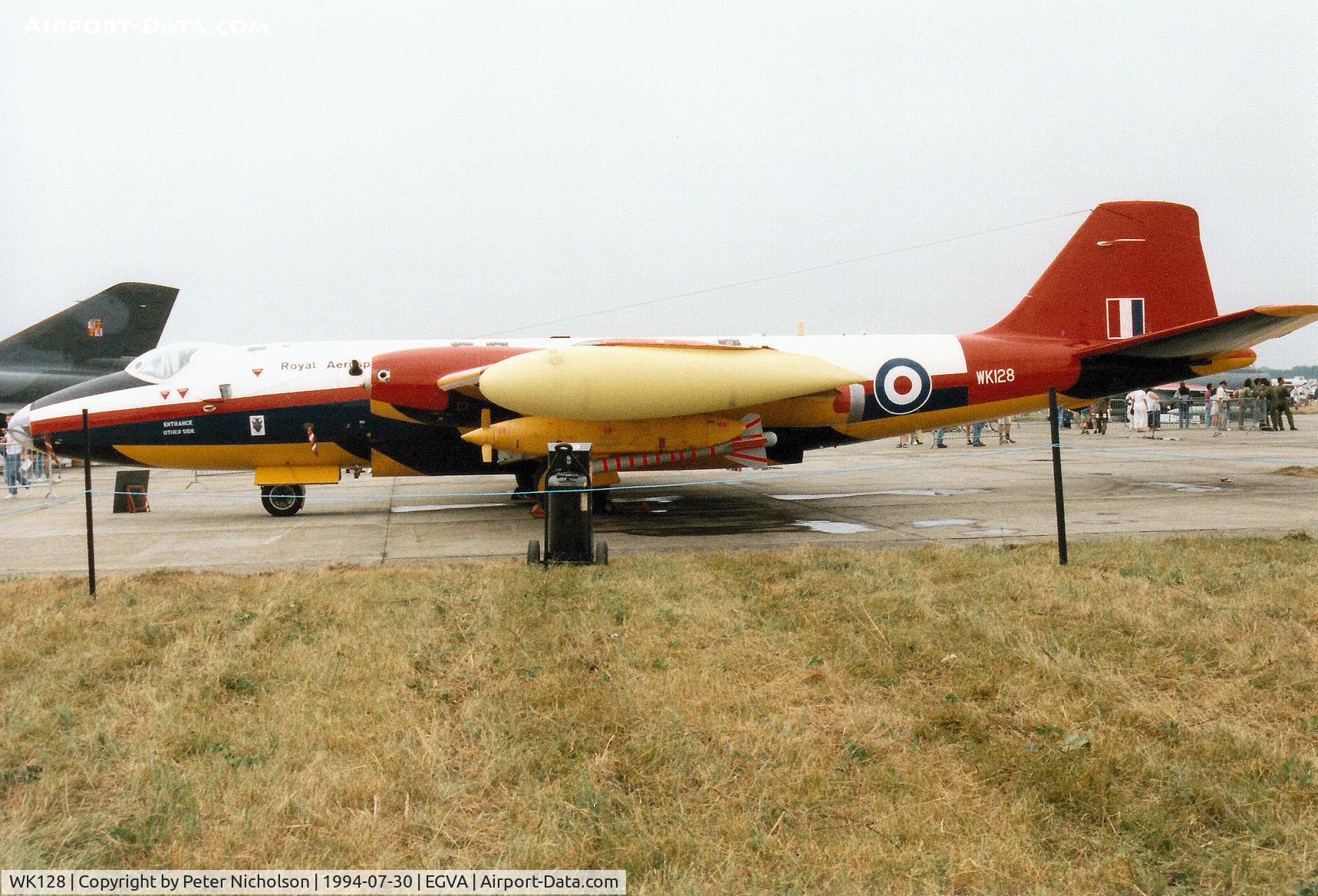 WK128, 1954 English Electric Canberra B.2 C/N R3/EA3/6642, Canbera B.2, callsign Teebird 11, of the Defence Research Agency at Llanbedr on display at the 1994 Intnl Air Tattoo at RAF Fairford.