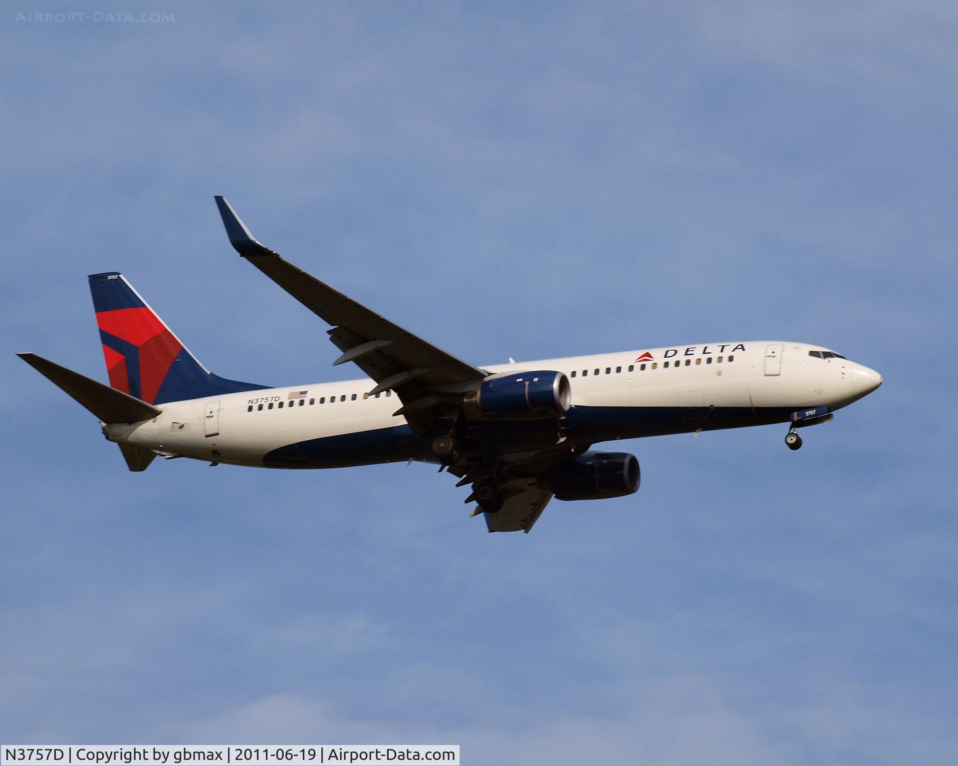 N3757D, 2001 Boeing 737-832 C/N 30813, Going to a landing at JFK