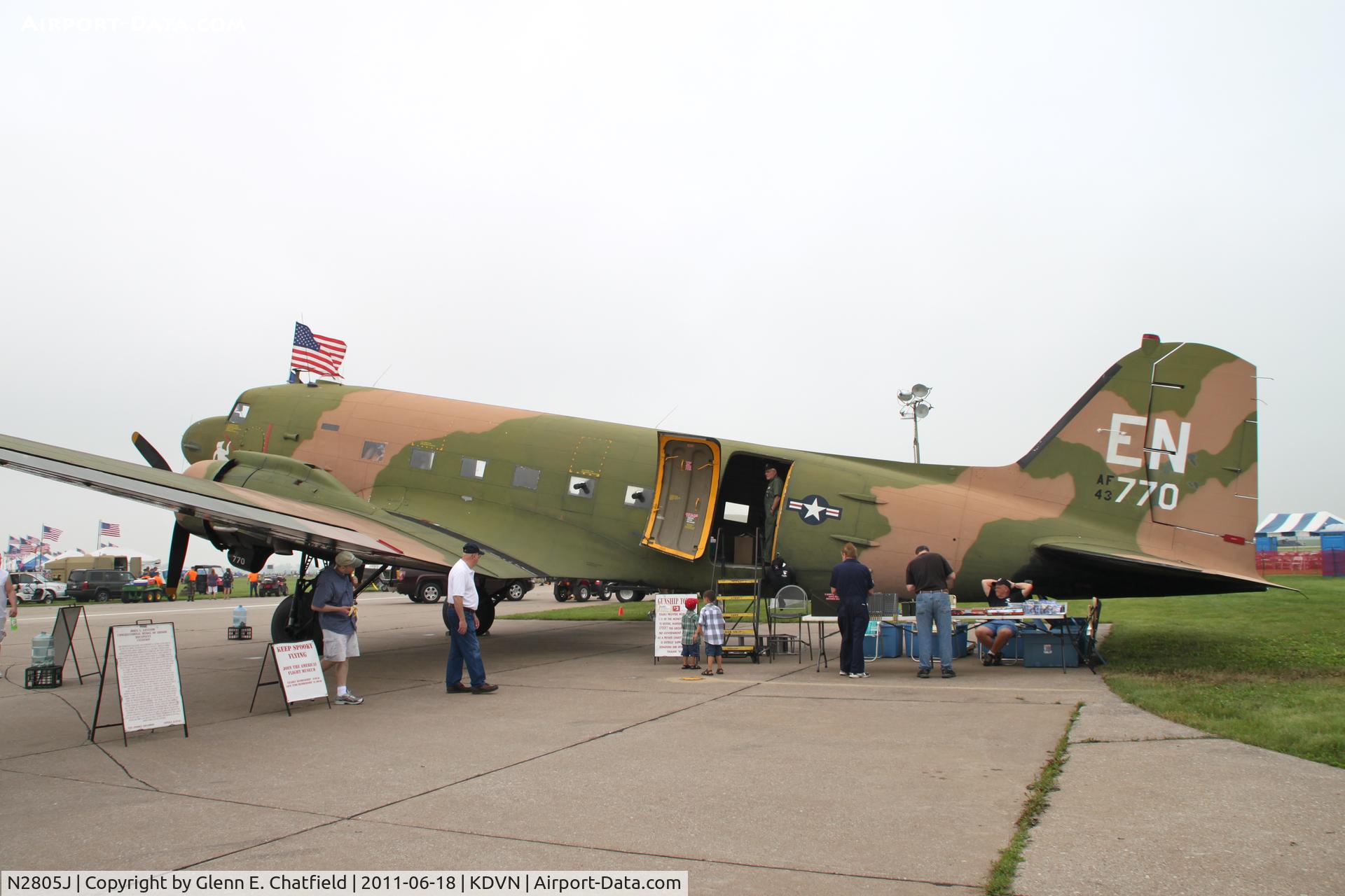 N2805J, 1944 Douglas DC3C-R-1830-90C C/N 20835, At the Quad Cities Air Show.  Real USAF serial is 43-16369