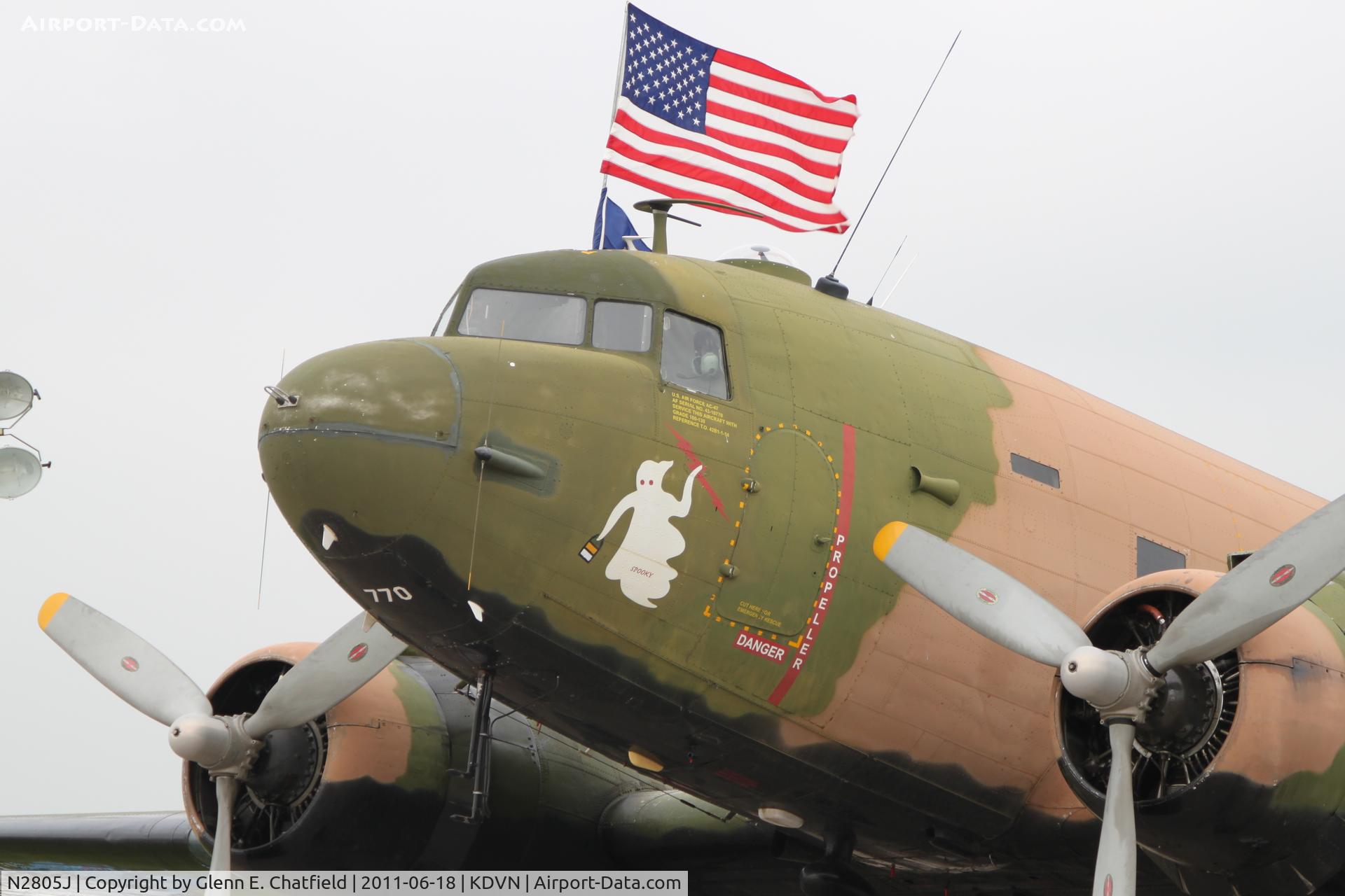 N2805J, 1944 Douglas DC3C-R-1830-90C C/N 20835, At the Quad Cities Air Show.  Real USAF serial is 43-16369