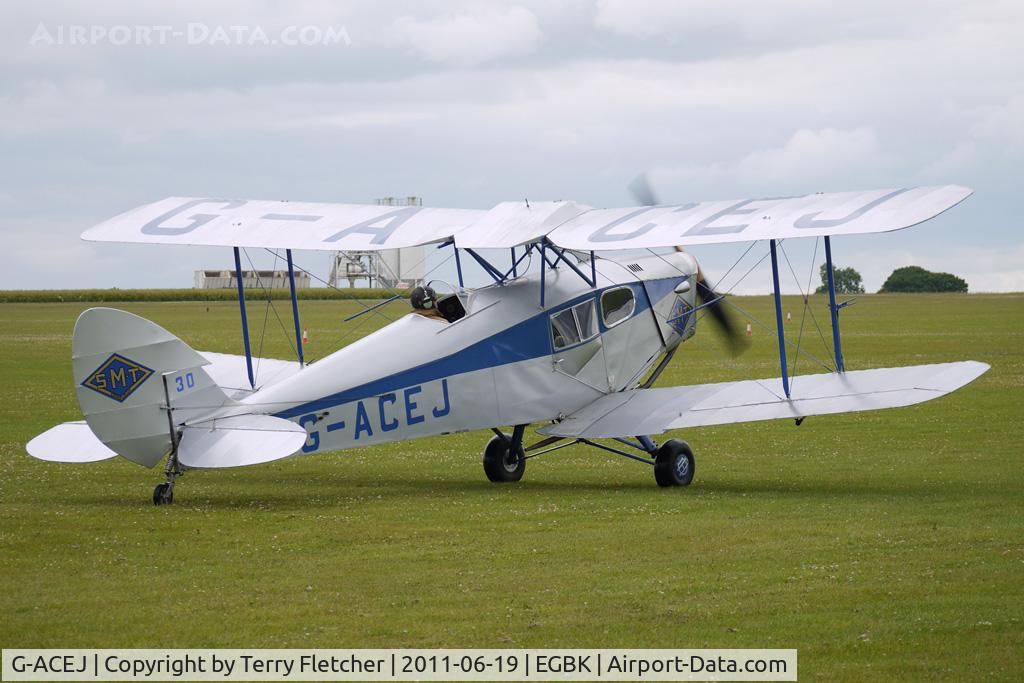 G-ACEJ, 1933 De Havilland DH.83 Fox Moth C/N 4069, 1933 De Havilland DH83 FOX MOTH, c/n: 4069 departing from Sywell