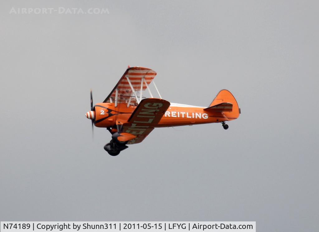 N74189, 1941 Boeing PT-17/R985 Kaydet (A75N1) C/N 75-717, Back home after demo @ LFYG Airshow 2011