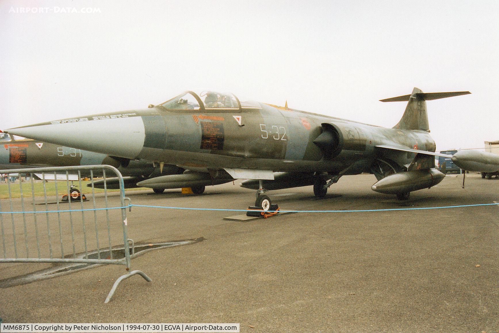 MM6875, Aeritalia F-104S-ASA Starfighter C/N 1175, F-104S-ASA Starfighter, callsign India 6944, of 5 Stormo on display at the 1994 Intnl Air Tattoo at RAF Fairford.