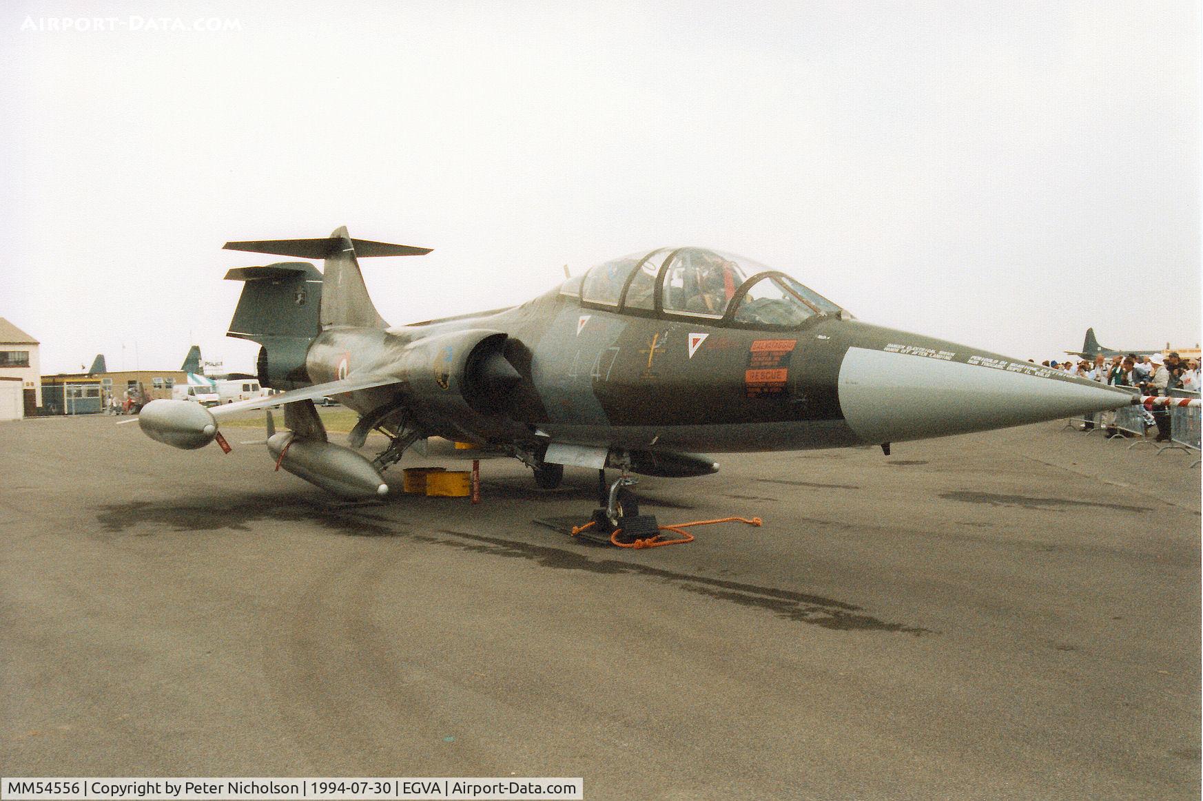 MM54556, 1961 Lockheed TF-104G Starfighter C/N 583D-5743, TF-104G Starfighter, callsign India 4251, of 4 Stormo on display at the 1994 Intnl Air Tattoo at RAF Fairford.