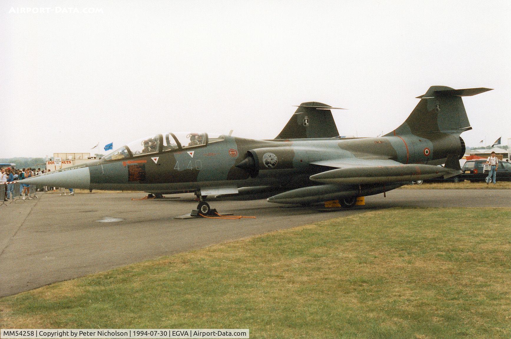 MM54258, 1969 Lockheed TF-104G Starfighter C/N 583H-5209, Another view of the 4 Stormo TF-104G Starfighter on display at the 1994 Intnl Air Tattoo at RAF Fairford.