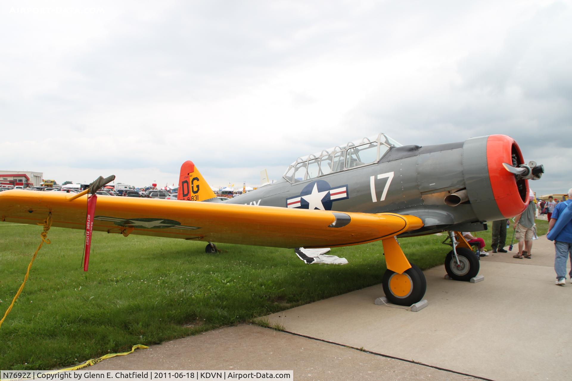 N7692Z, 1942 North American SNJ-4 Texan C/N 88-9831, At the Quad Cities Air Show.  SNJ-4 10117
