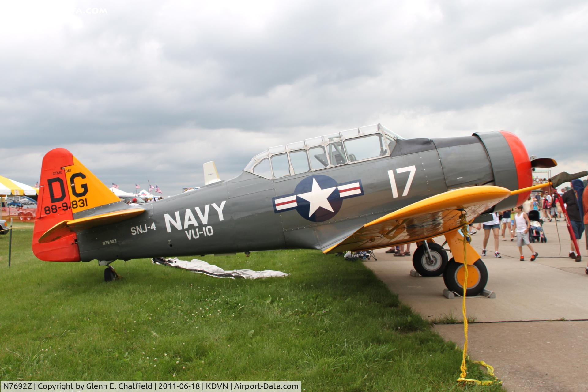 N7692Z, 1942 North American SNJ-4 Texan C/N 88-9831, At the Quad Cities Air Show.  SNJ-4 10117
