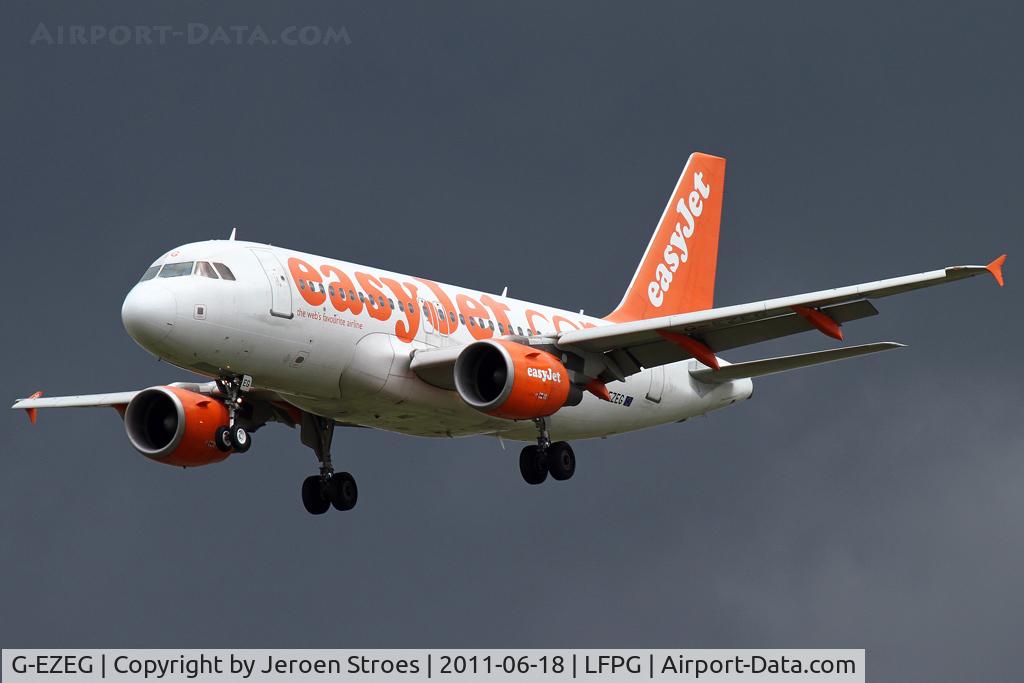 G-EZEG, 2004 Airbus A319-111 C/N 2181, Paris during cloudy moments