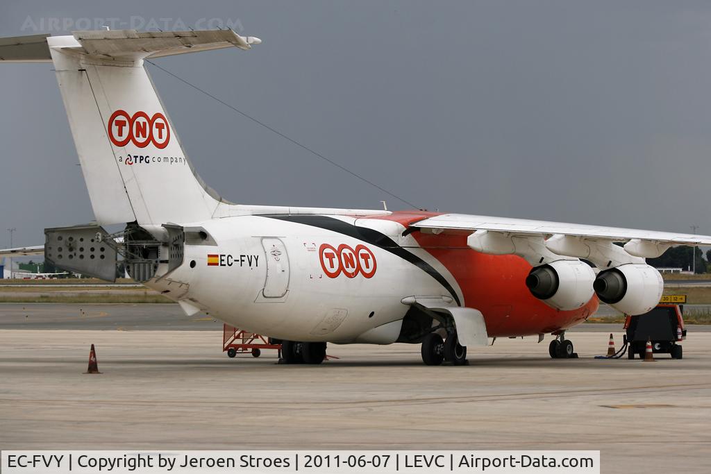 EC-FVY, 1988 British Aerospace BAe.146-200QT Quiet Trader C/N E2117, waiting for a nightflight