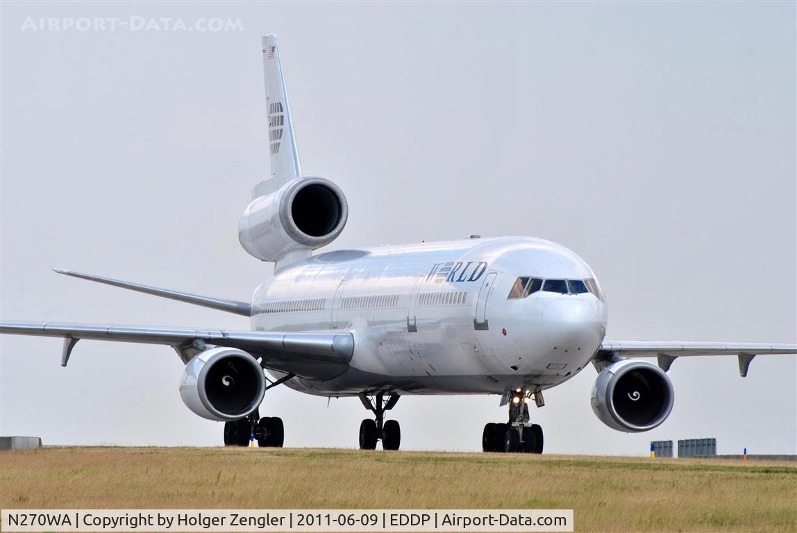 N270WA, McDonnell Douglas MD-11 C/N 48449, Another Middle East shuttle loaded with Government Issues is crawling along taxiway A1.