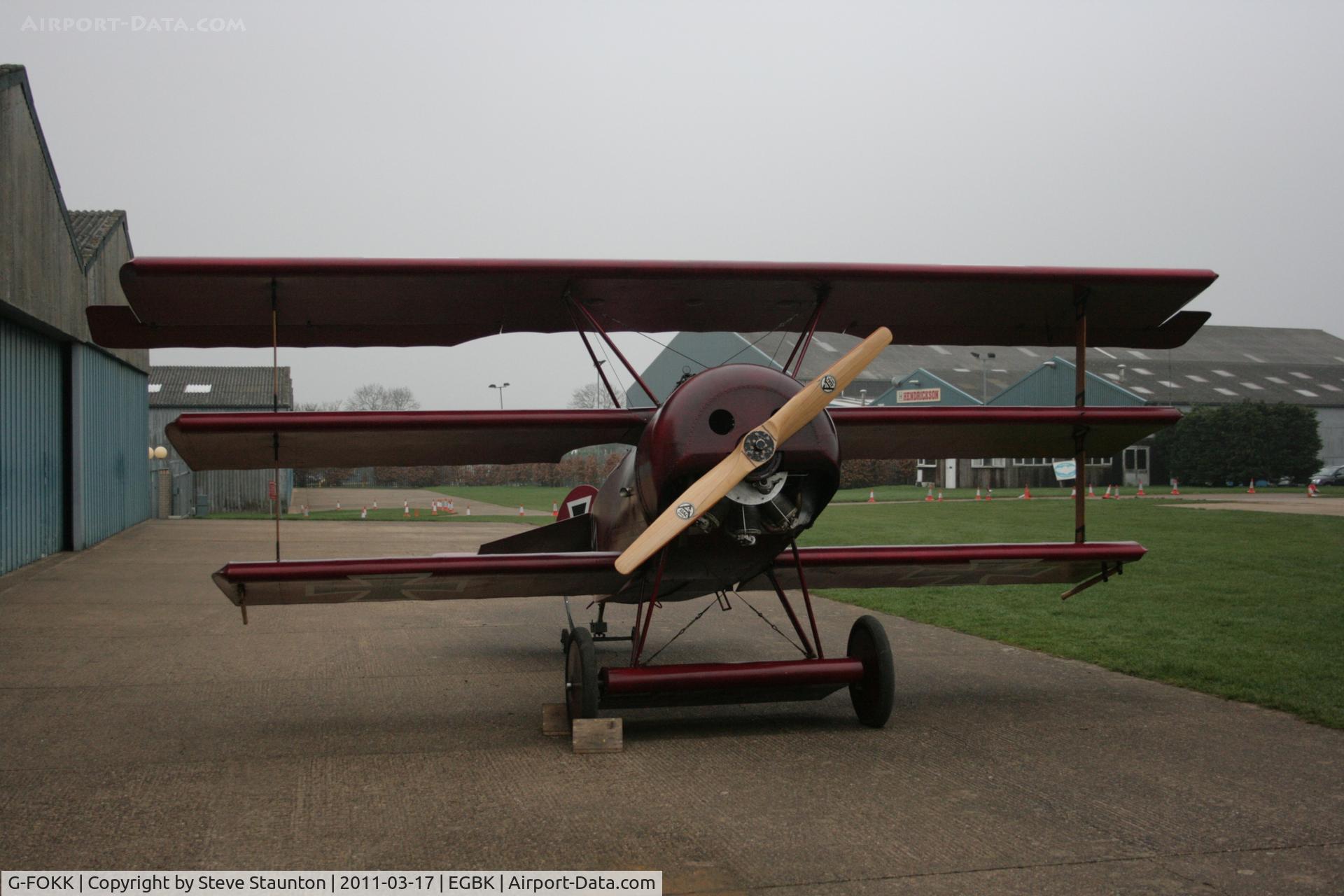 G-FOKK, 2006 Fokker Dr.1 Triplane Replica C/N PFA 238-14253, Taken at Sywell Airfield March 2011