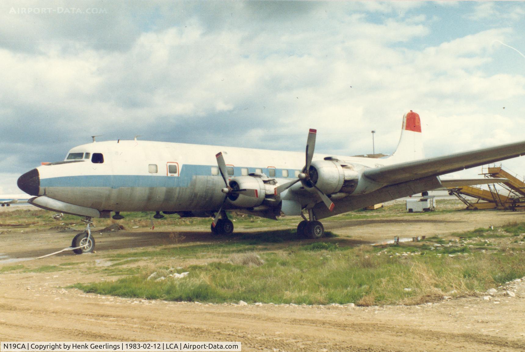 N19CA, 1952 Douglas DC-6B C/N 43744, Larnaca , Cyprus 1983