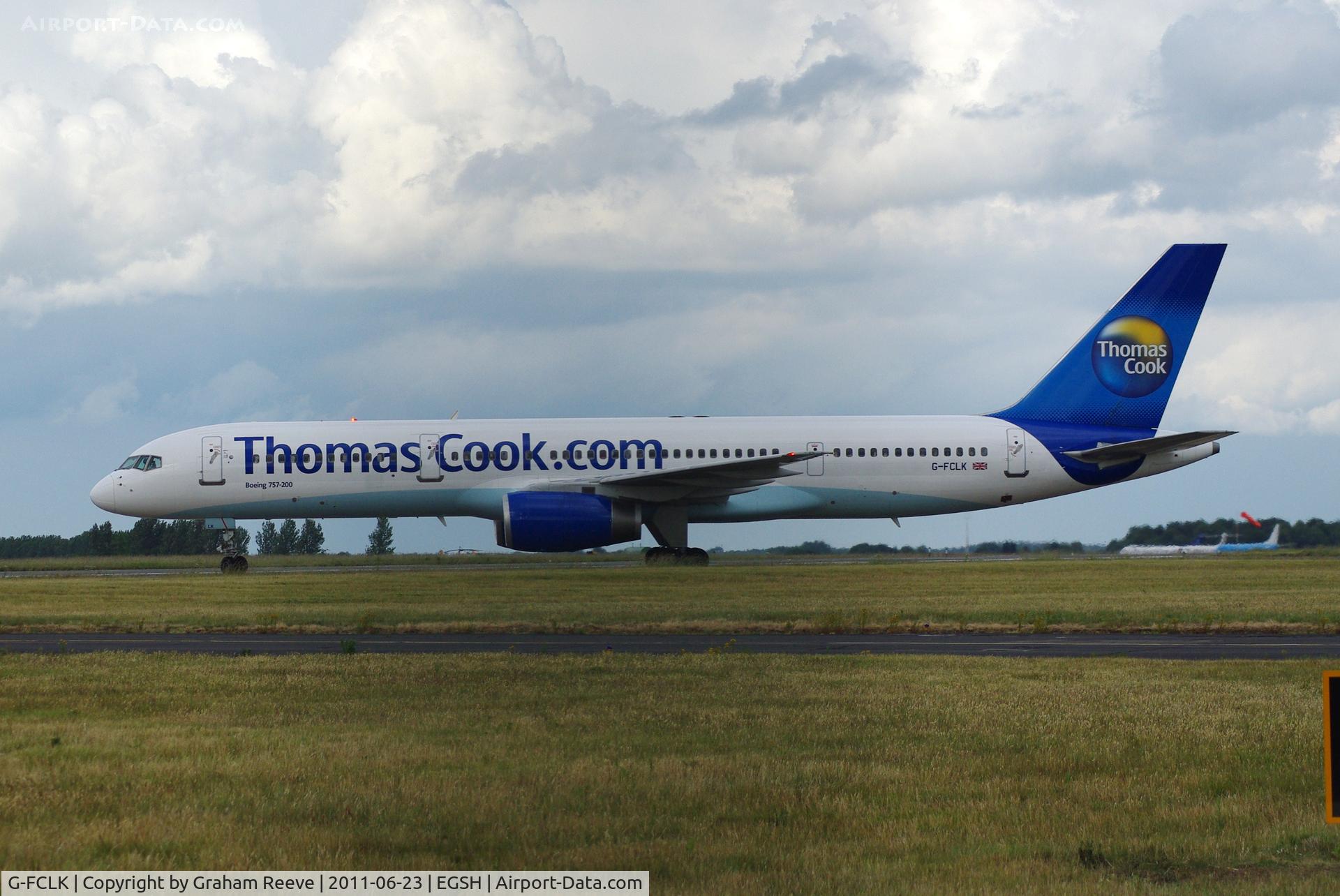 G-FCLK, 1993 Boeing 757-2Y0 C/N 26161, Just landed.