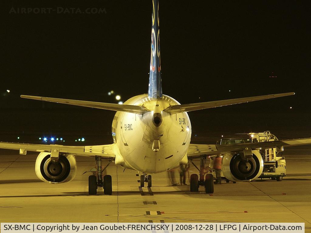 SX-BMC, 1993 Boeing 737-42J C/N 27143, OLYMPIC by night at T1