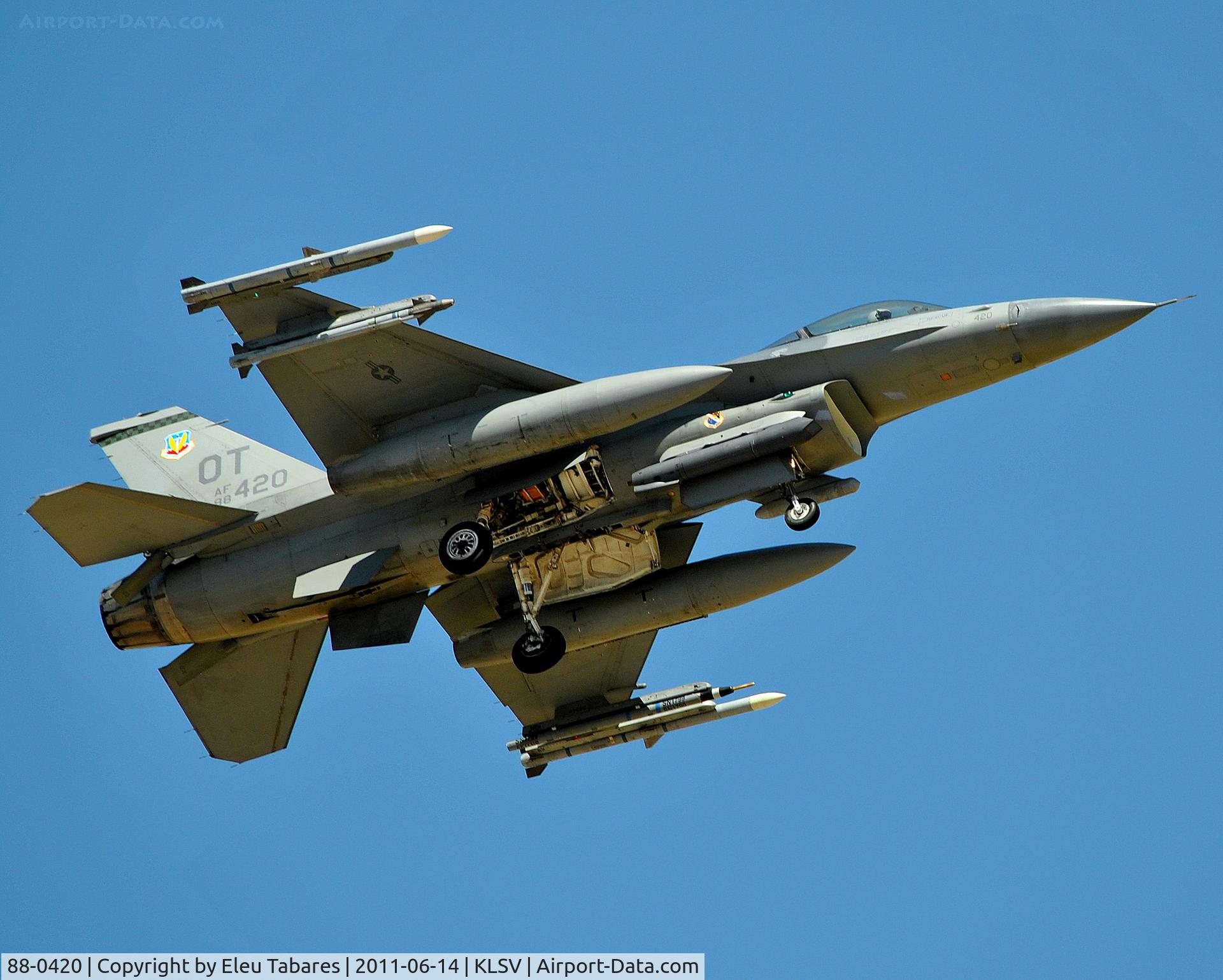 88-0420, General Dynamics F-16C Fighting Falcon C/N 1C-22, Taken during Green Flag Exercise at Nellis Air Force Base, Nevada.