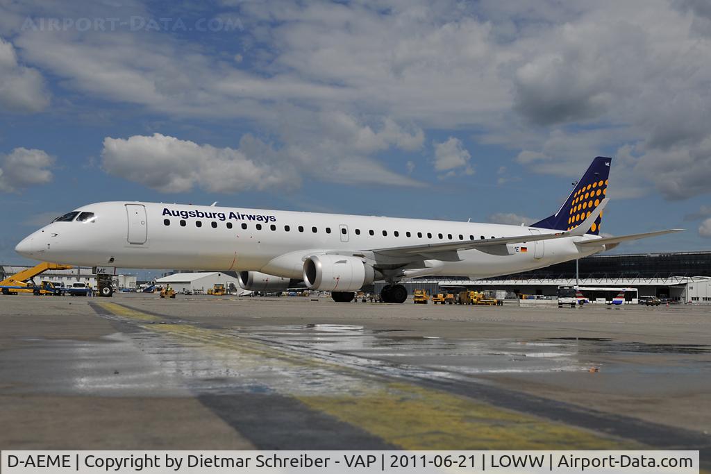 D-AEME, 2009 Embraer 195LR (ERJ-190-200LR) C/N 19000308, Augsburg Airways Embraer 190