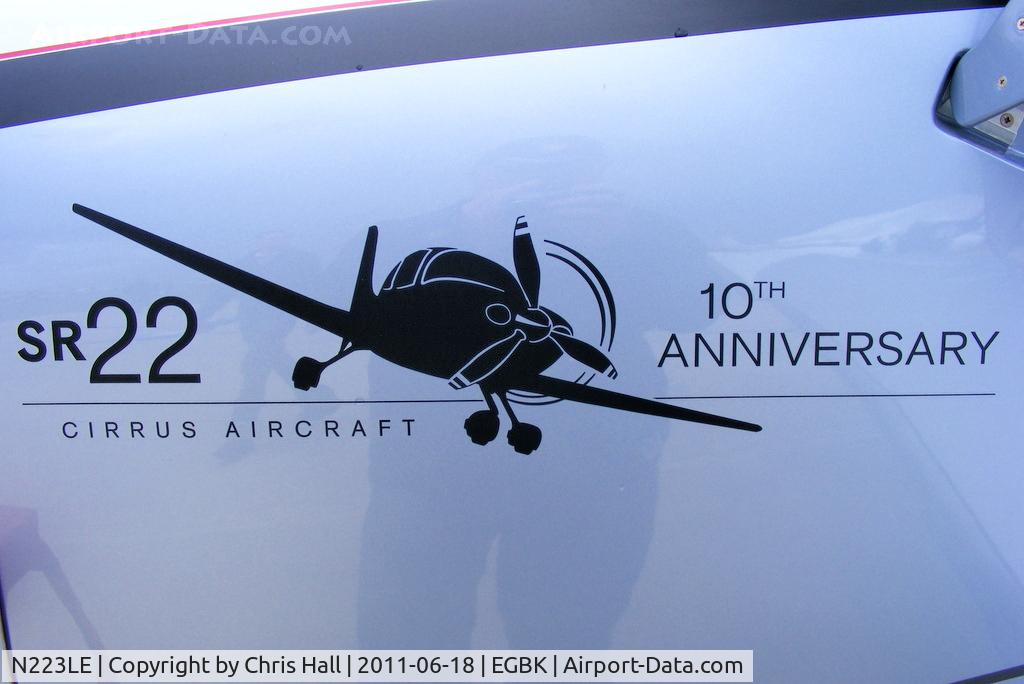 N223LE, Cirrus SR22T C/N 0114, on the nose of N223LE displayed at AeroExpo 2011