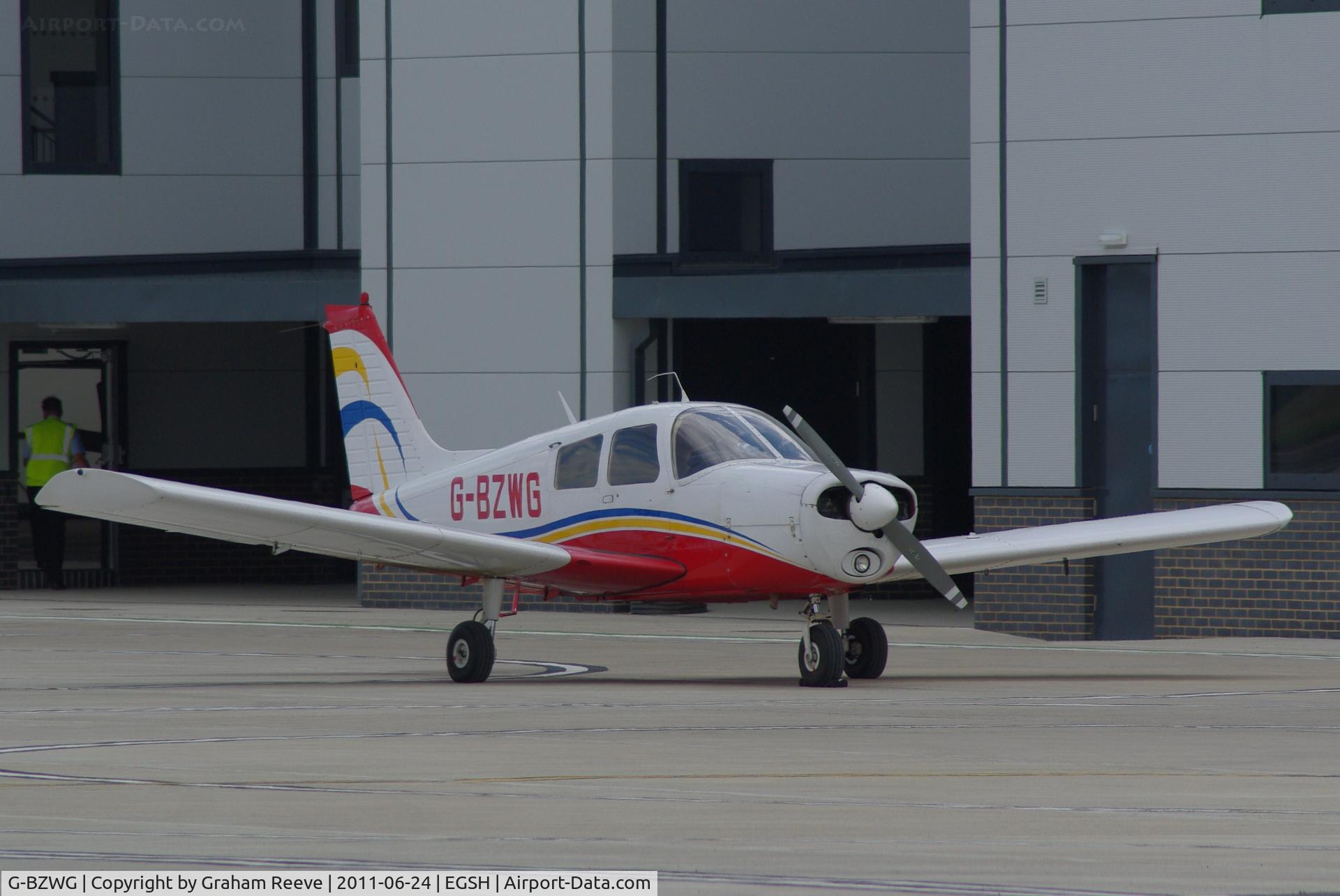 G-BZWG, 1976 Piper PA-28-140 Cherokee Cruiser C/N 28-7625188, Parked in the sun.