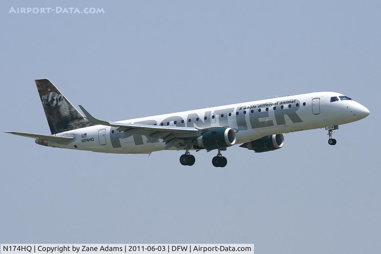 N174HQ, 2008 Embraer 190AR (ERJ-190-100IGW) C/N 19000211, Frontier Airlines at DFW Airport