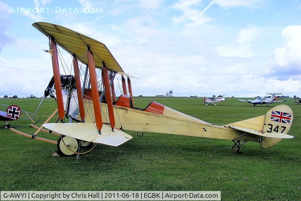 G-AWYI, 1969 Royal Aircraft Factory BE-2c Replica C/N 001, Making it's first public appearance at AeroExpo 2011 after a 6 year rebuild