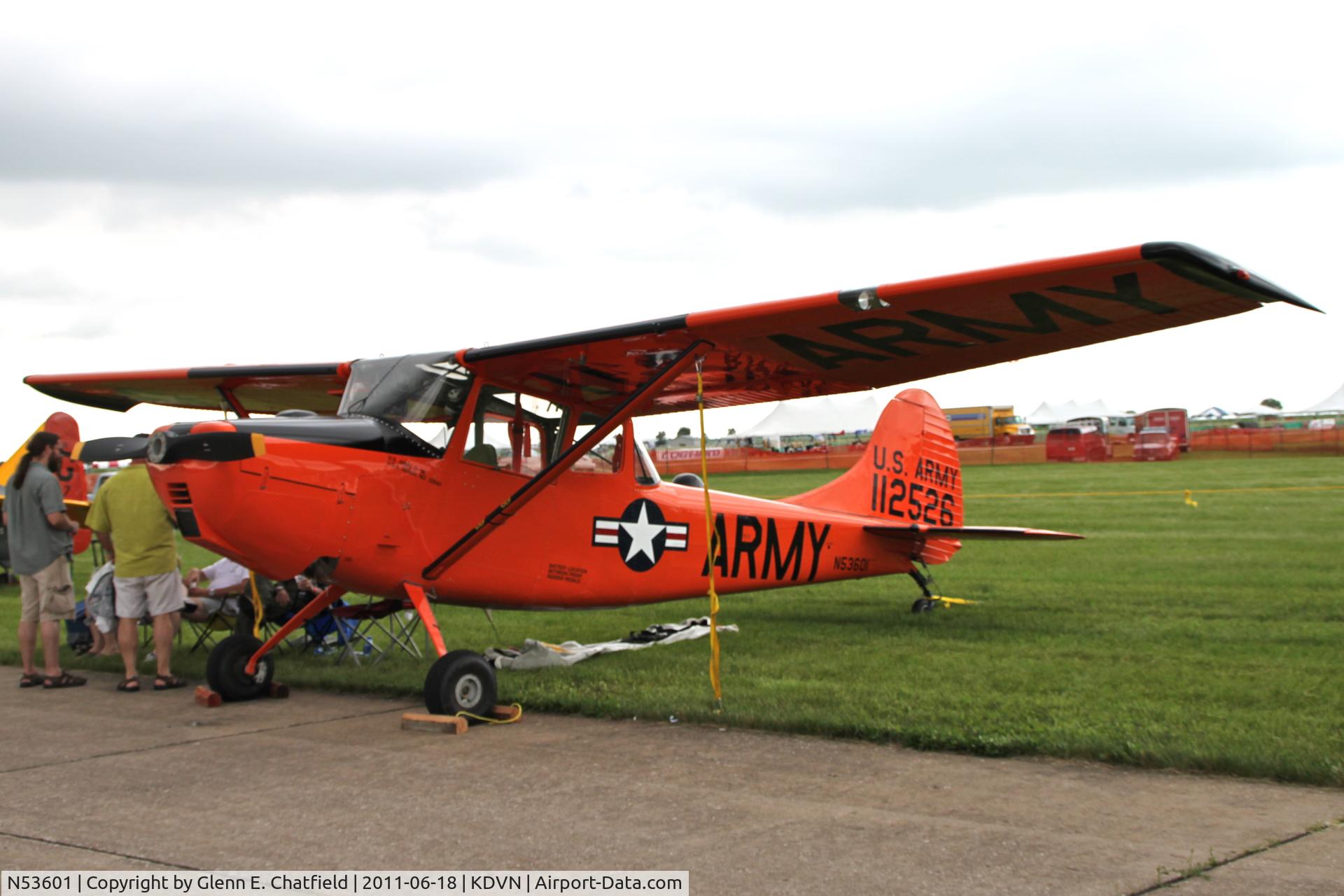 N53601, 1951 Cessna 0-1A C/N 22981, At the Quad Cities Air Show.