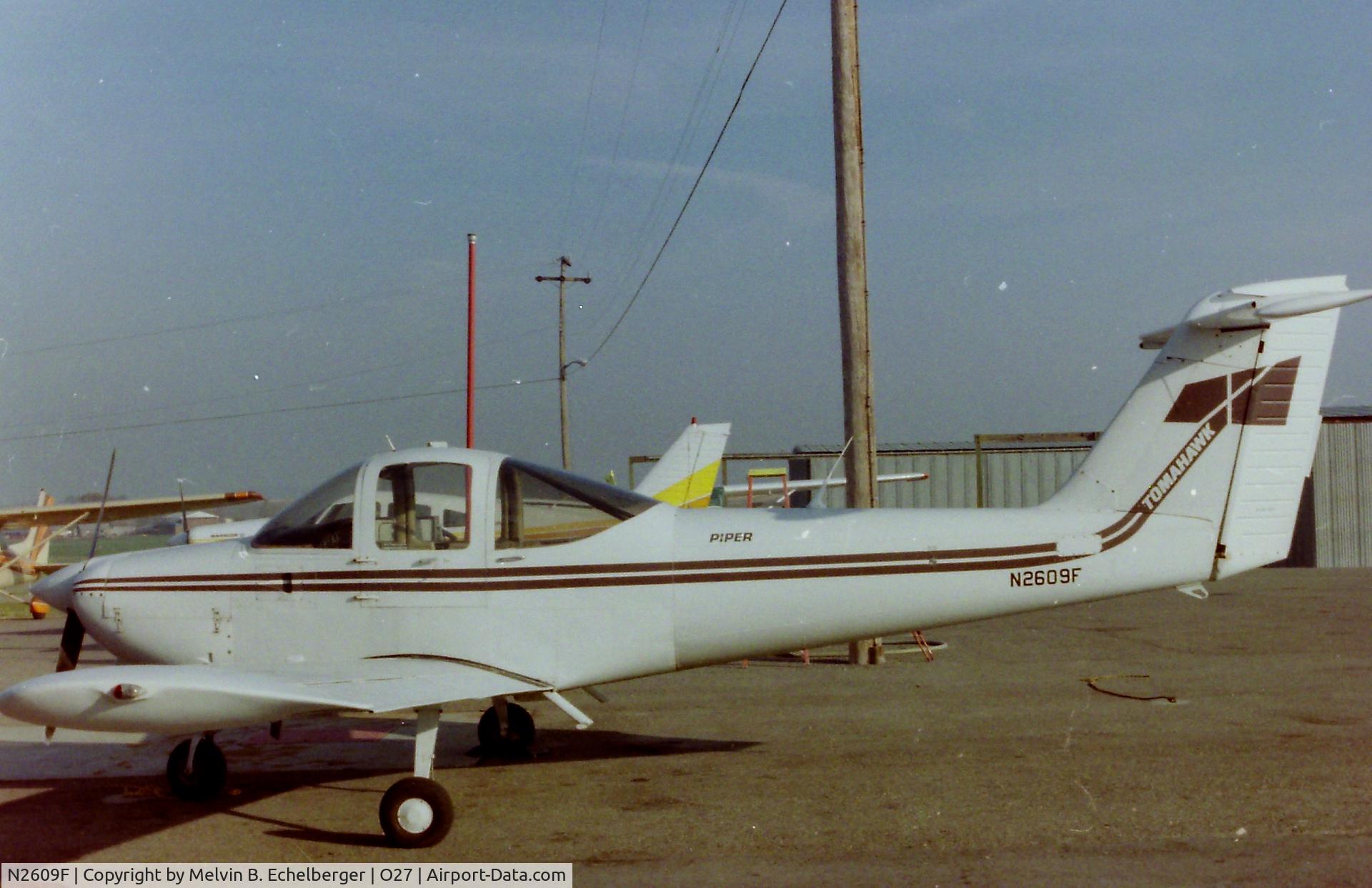 N2609F, 1979 Piper PA-38-112 Tomahawk C/N 38-79A0494, On the ramp at Donnelly Field Oakdale, California when it was used for instruction by Diamond K Aviation