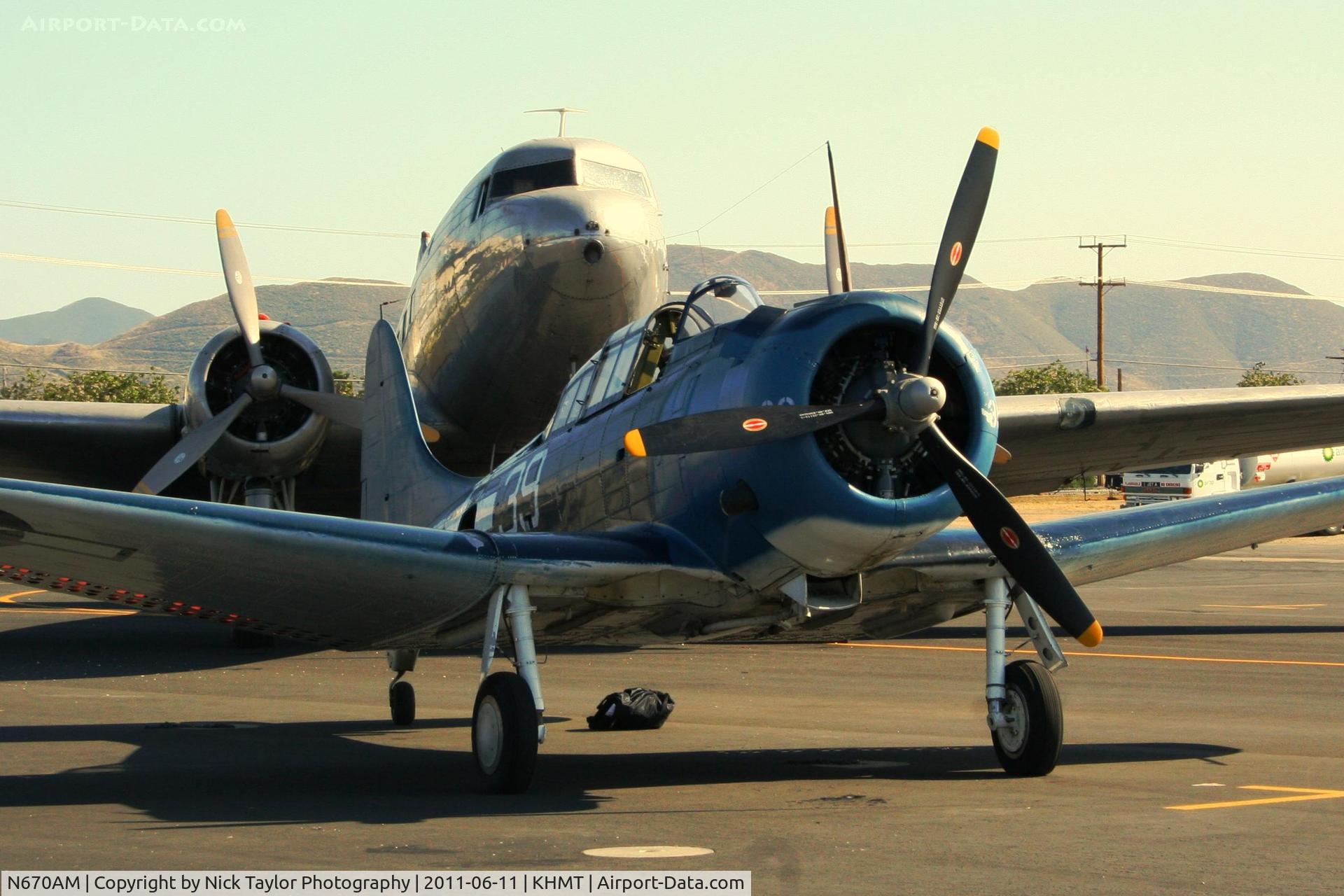 N670AM, 1993 Douglas SBD-5 Dauntless C/N 28536, On display at the Hemet Airshow