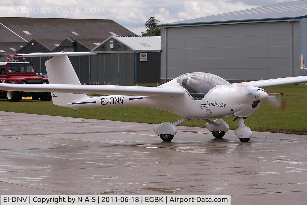 EI-DNV, 1999 Urban Air UFM-11 Lambada C/N 11/11, Leaving the fuel pumps after arrival at Aero Expo 2011 Sywell