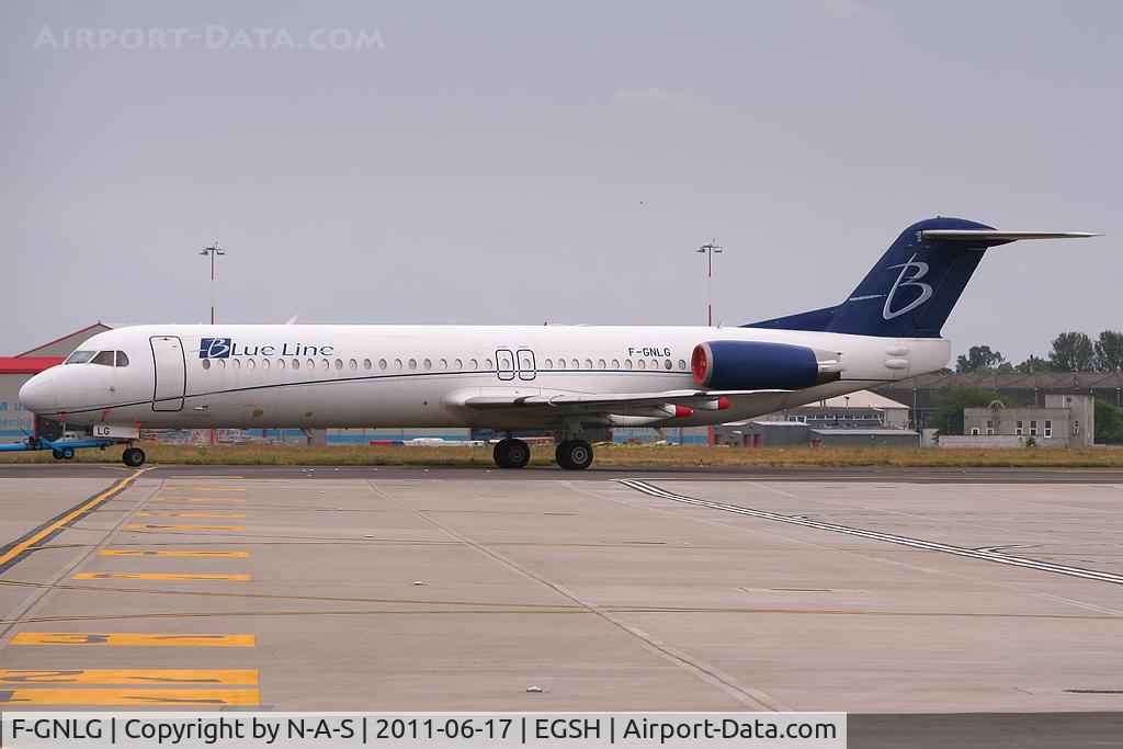 F-GNLG, 1991 Fokker 100 (F-28-0100) C/N 11363, Being towed back to Northside Storage