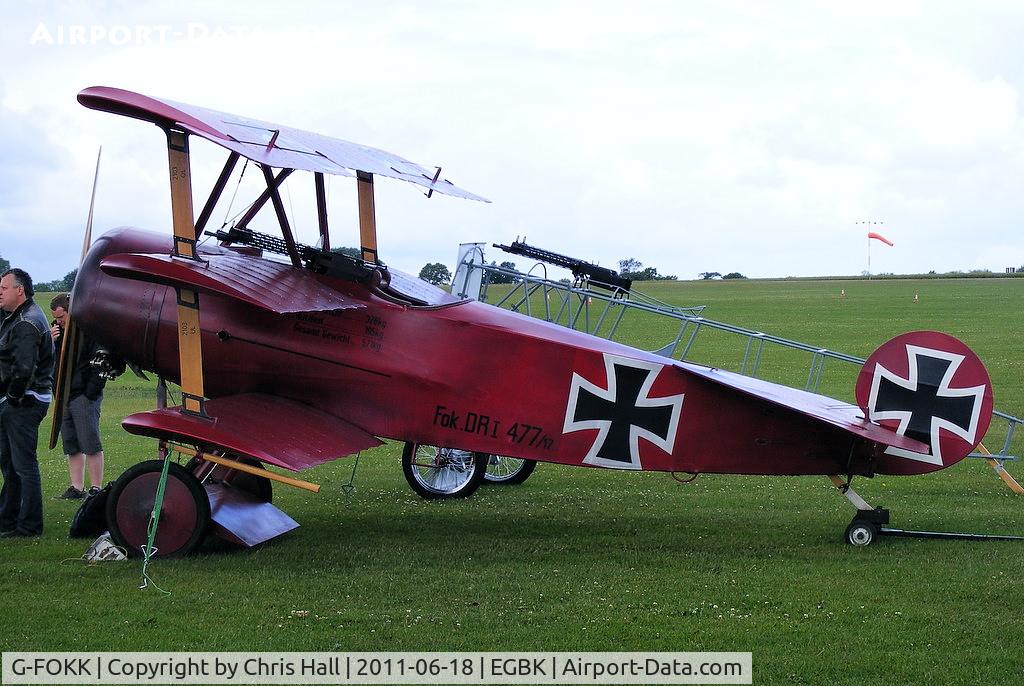 G-FOKK, 2006 Fokker Dr.1 Triplane Replica C/N PFA 238-14253, at AeroExpo 2011