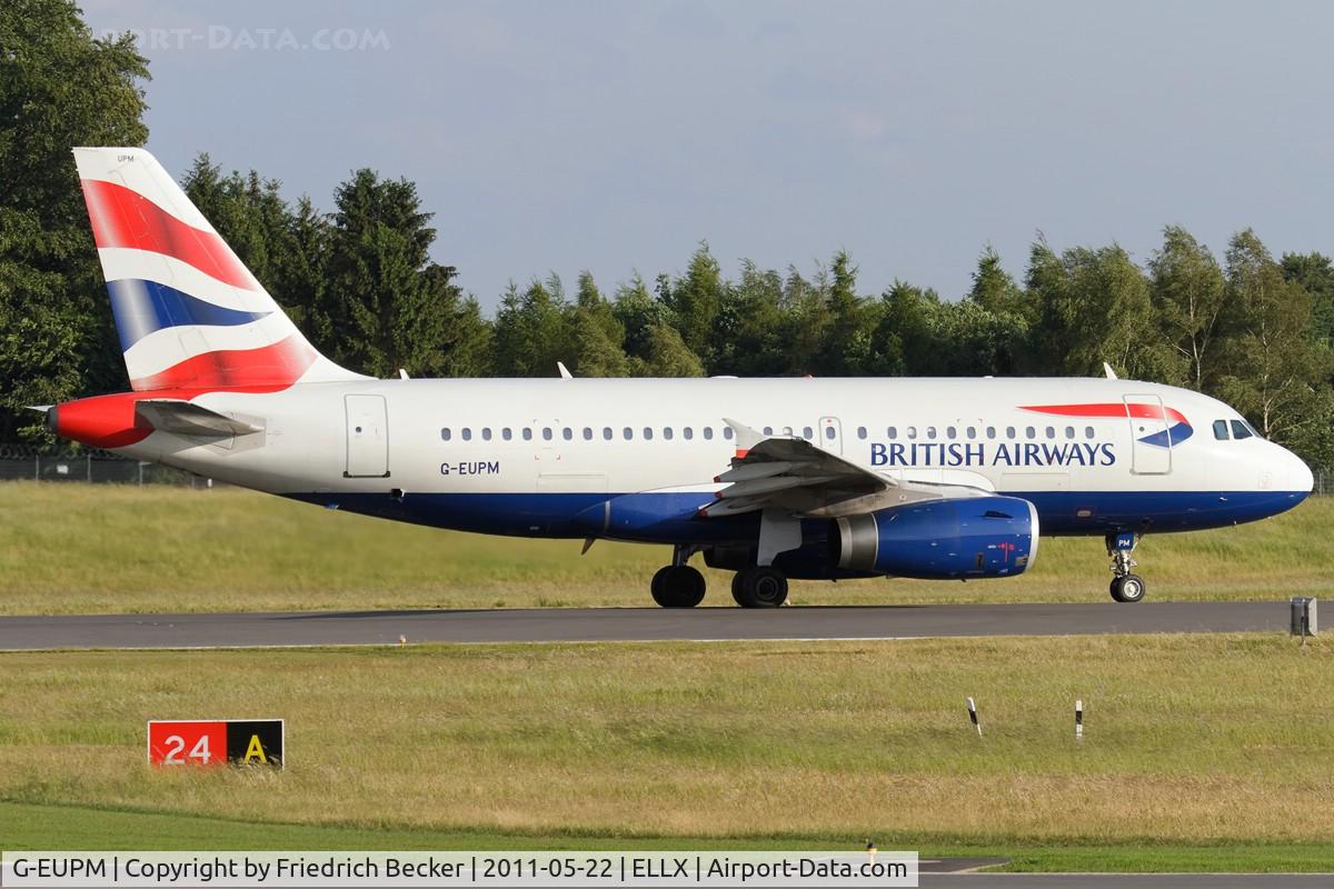 G-EUPM, 2000 Airbus A319-131 C/N 1258, departure to Heathrow via RW24