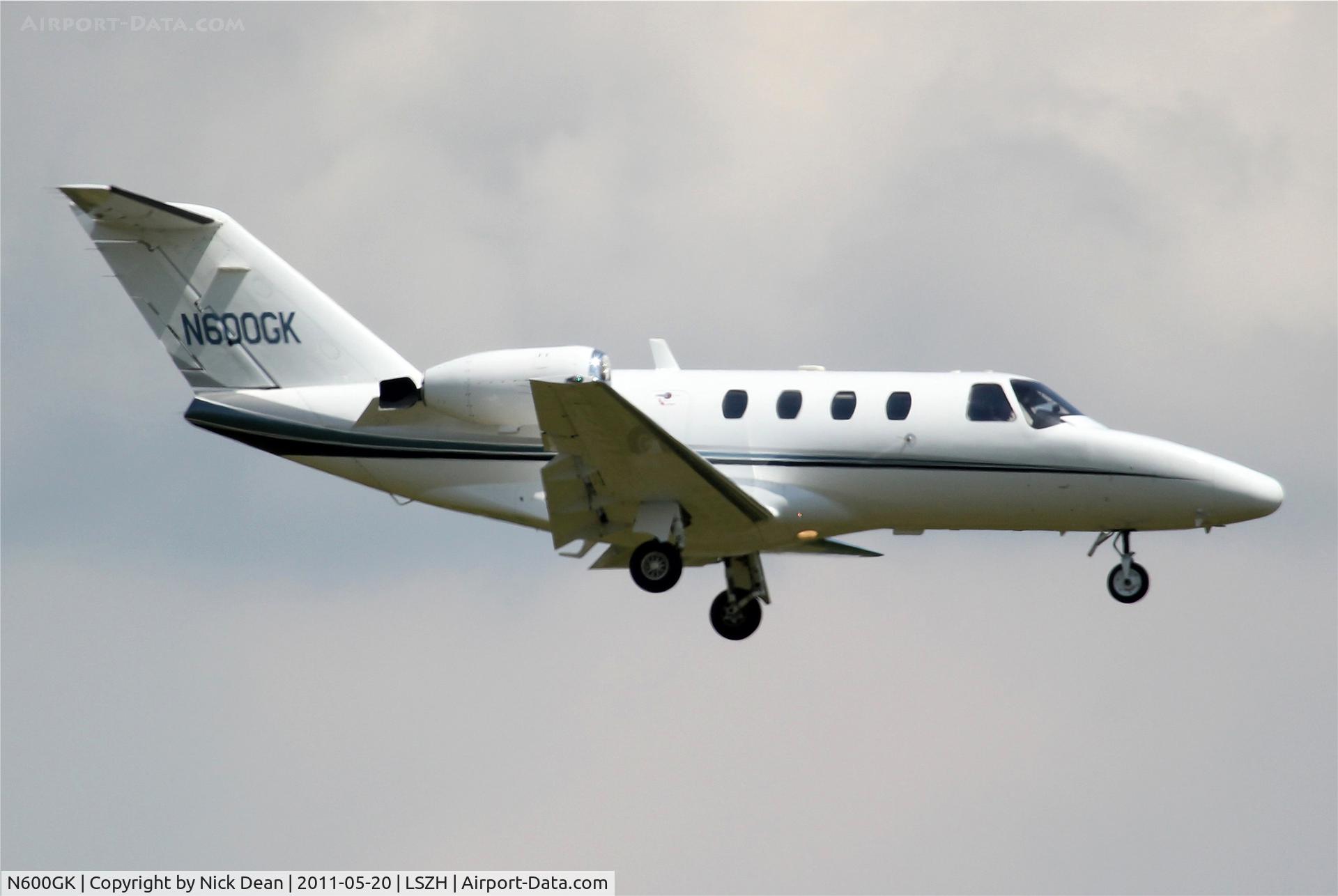 N600GK, 1998 Cessna 525 CitationJet CJ1 C/N 525-0297, LSZH/ZRH