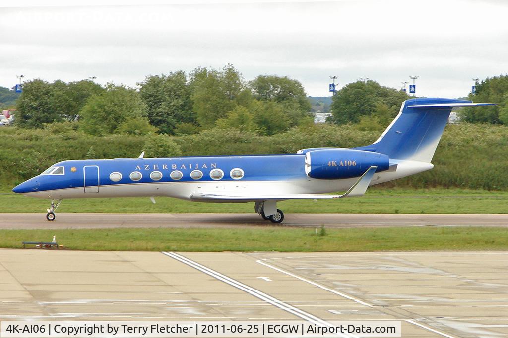 4K-AI06, 2010 Gulfstream Aerospace GV-SP (G550) C/N 5277, 2010 Gulfstream G550 c/n 5277 called at Luton on fuel stop