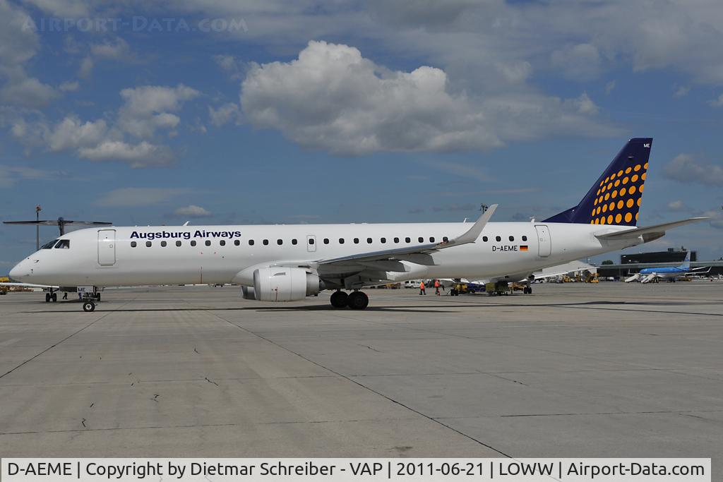 D-AEME, 2009 Embraer 195LR (ERJ-190-200LR) C/N 19000308, Augsburg Airways Embraer 190
