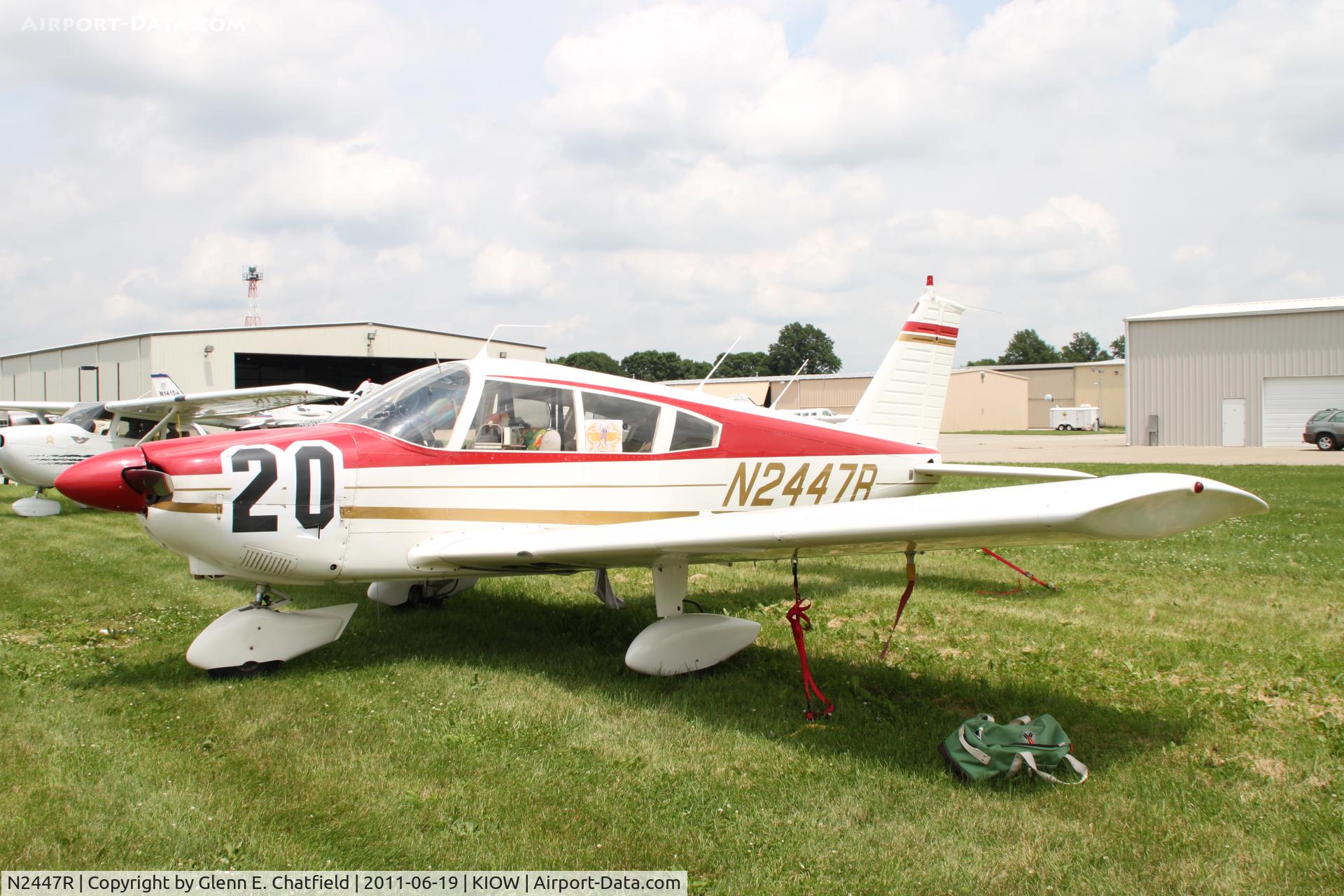 N2447R, 1969 Piper PA-28-180 C/N 28-5623, In town for the 99s' Air Race Classic.  Iowa City starting point dropped due to weather.