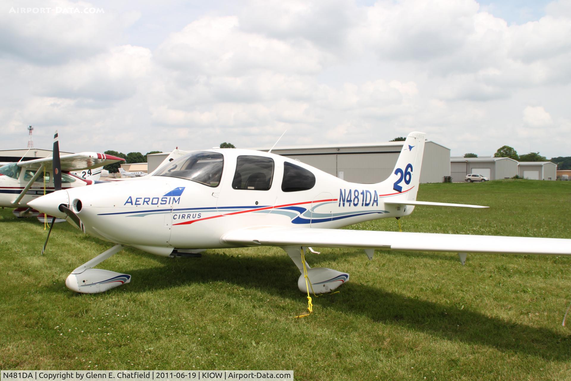 N481DA, 2007 Cirrus SR20 C/N 1823, In town for the 99s' Air Race Classic. Iowa City starting point dropped due to weather.